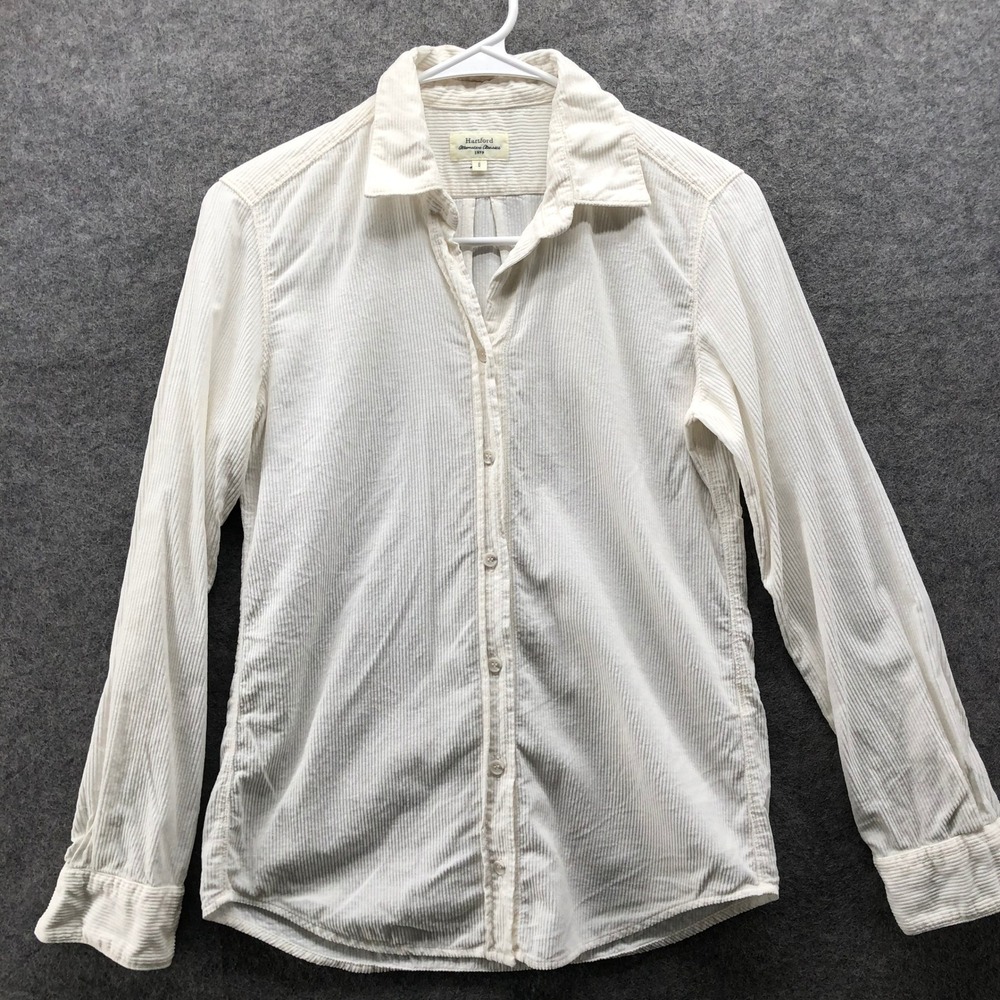 Hartford‎ Lightweight Corduroy Shirt Womens 0 Ivory Cotton Button Down White